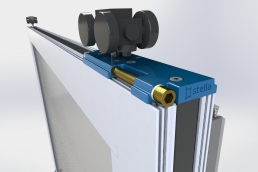 Render of industrial design product (Height Adjustable Carrier) by Jacques du Toit while working for Stella Custom Glass Hardware